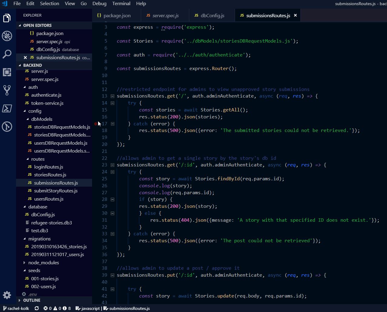 Refugee Stories BE Code